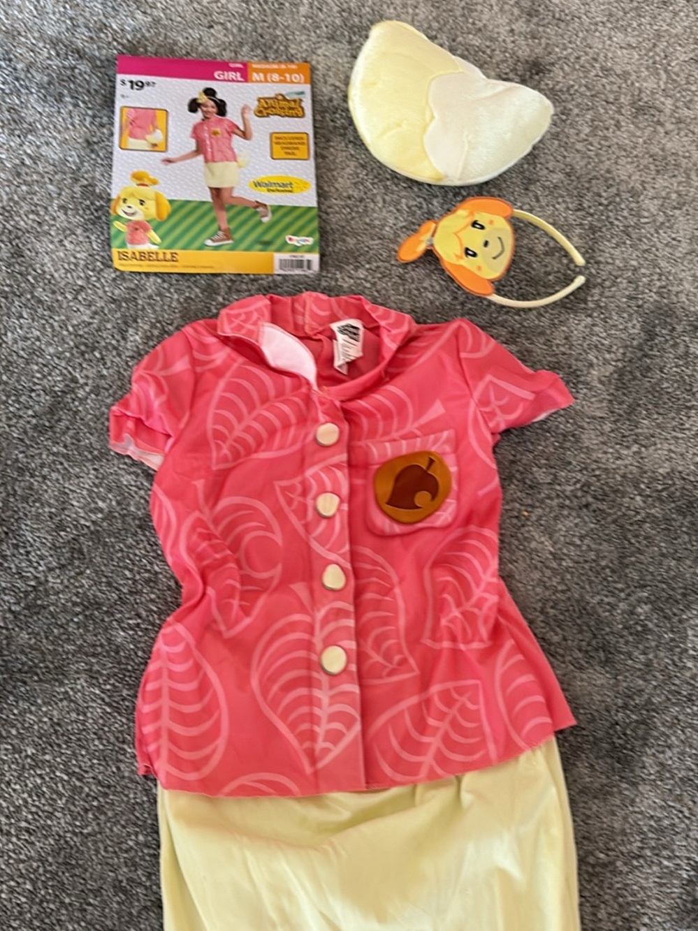 Isabelle Pink Leaf-Print Girl Costume Top with Yellow Skirt